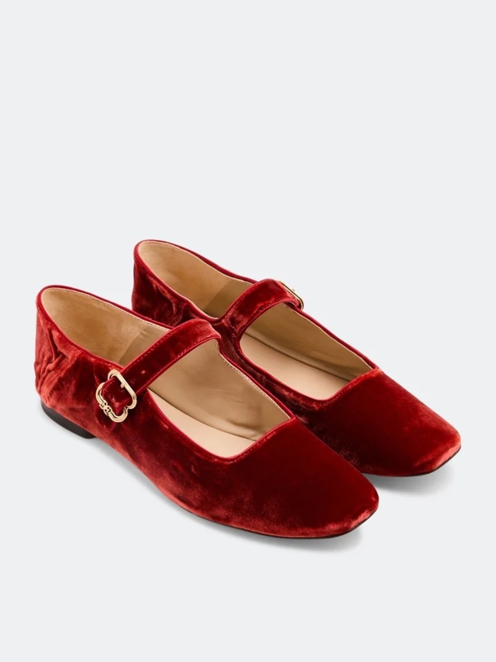 Sam Edelman Michaela Mary Jane flats in scarlet red velvet